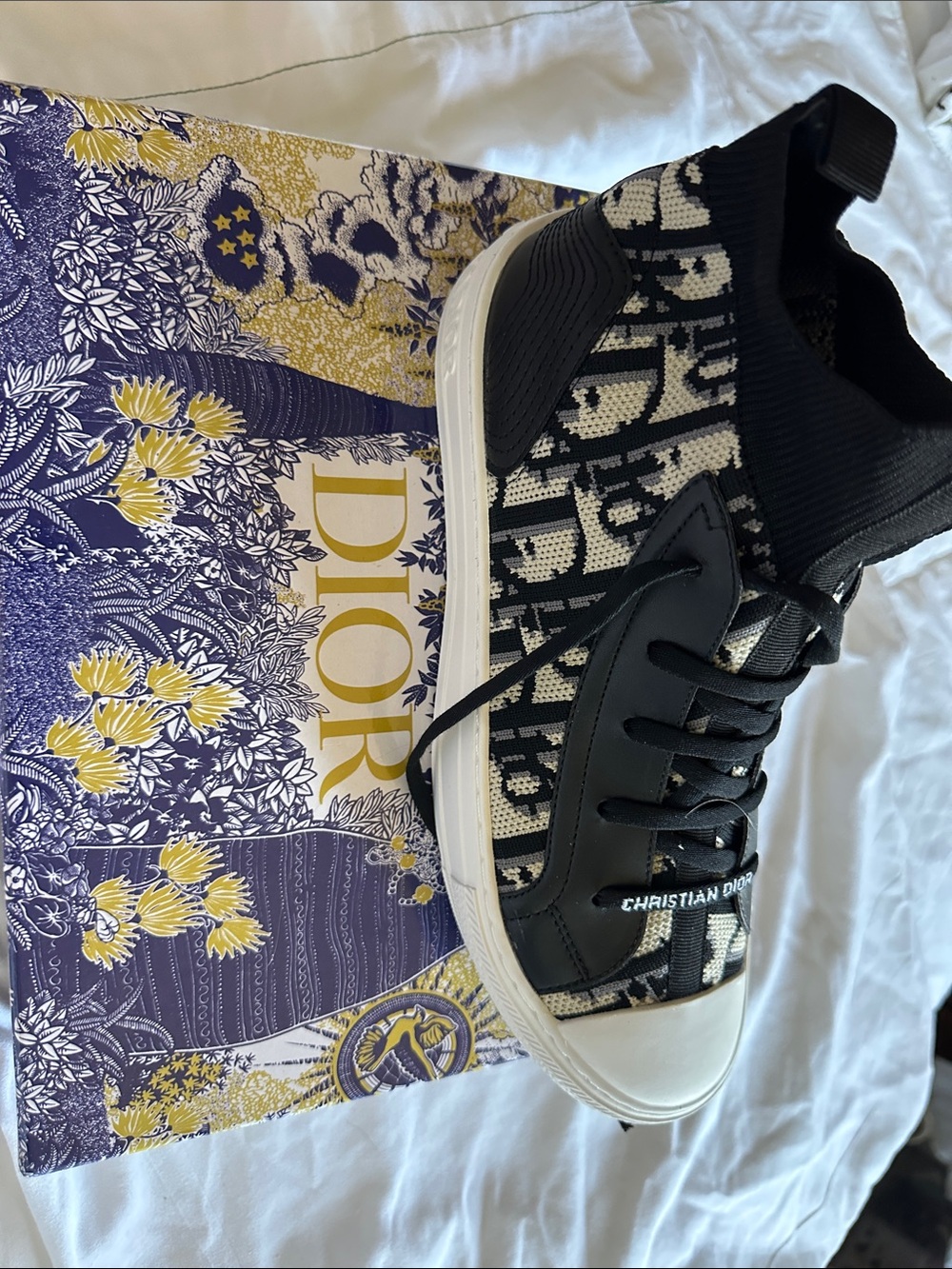 Dior Black and White Logo High-Top Sneaker